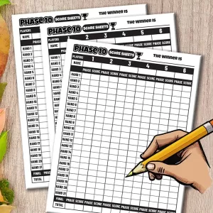 Phase 10 Card Game Score Sheet